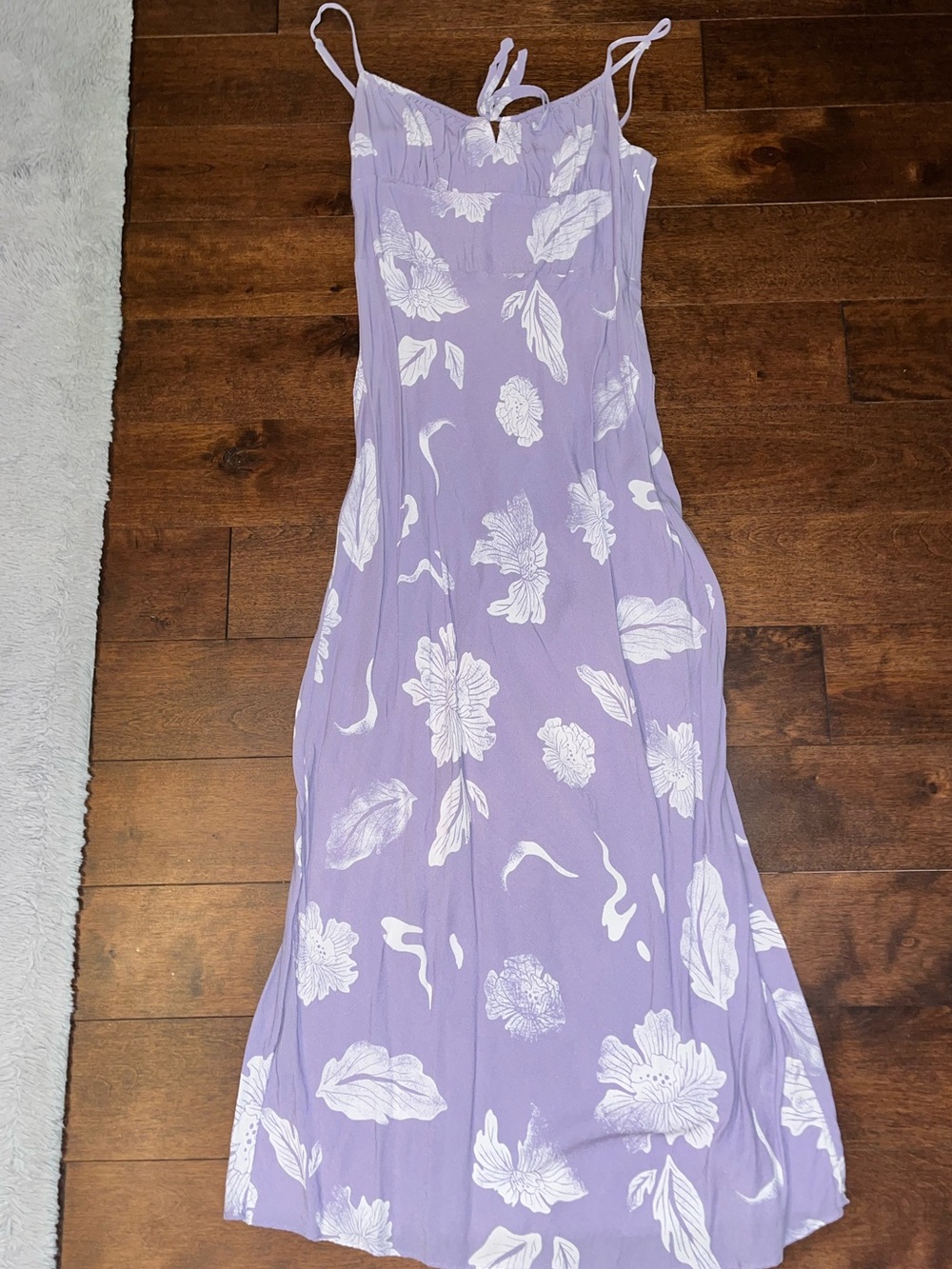 Aritzia Lavender Maxi Dress with White Floral Print